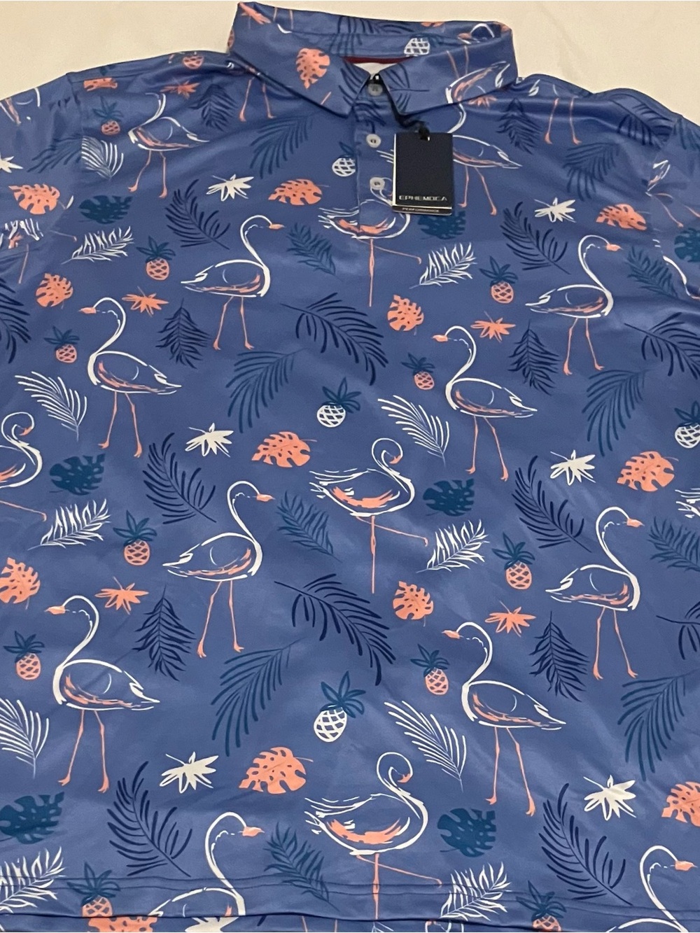 Men’s Ephemoca Flamingo Print Polo Top Brand New Tags On!